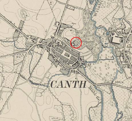 KĄTY WROCŁAWSKIE, fragment mapy Messtischblatt z lokalizacja obiektu