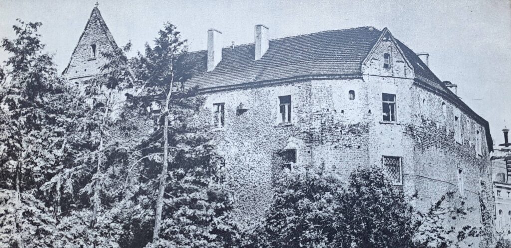 NAMYSŁÓW, widok zamku od strony zachodniej (za: Guerquin 1957, il. 243)