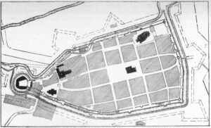 NAMYSŁÓW, Plan średniowiecznego miasta (za: Bimler 1940, s. 83)