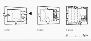 RAKOWICE WIELKIE, plany poszczególnych kondygnacji wieży (za: Różycka-Rozpędowska 1978)