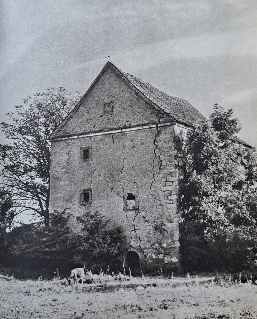RAKOWICE WIELKIE, widok wieży wg fotografii połowy XX w. (za: Guerquin 1957, il. 290)