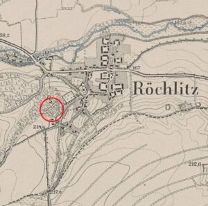 ROKITNICA, fragment mapy Meßtischblatt z lokalizacją zamku