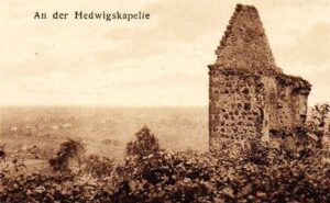 ROKITNICA, widok ruin zamku wg widokówki z 1927 r.
