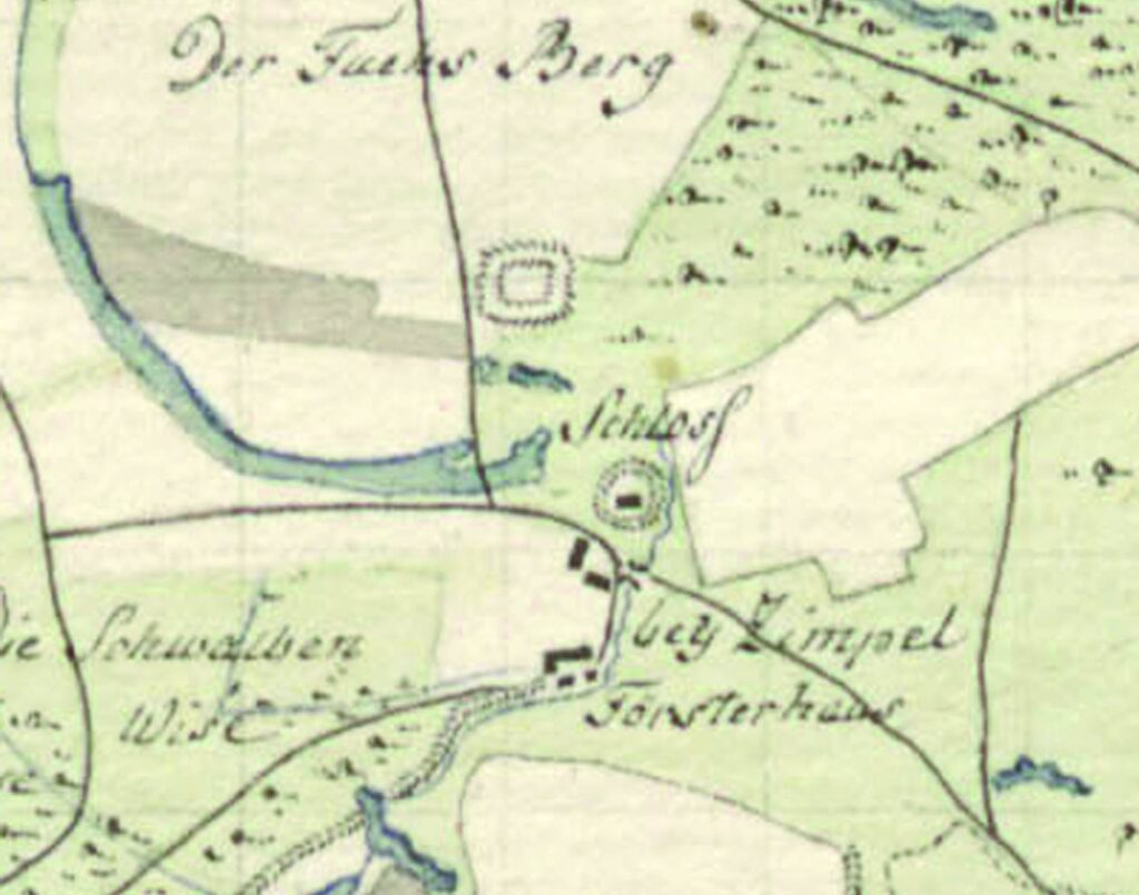 WROCŁAW-SĘPOLNO, plan dworu an kopcu wg mapy okolic Wrocławia z 1790 r. (SBB, Preußischer Kulturbesitz, sygn. N 16389/1)