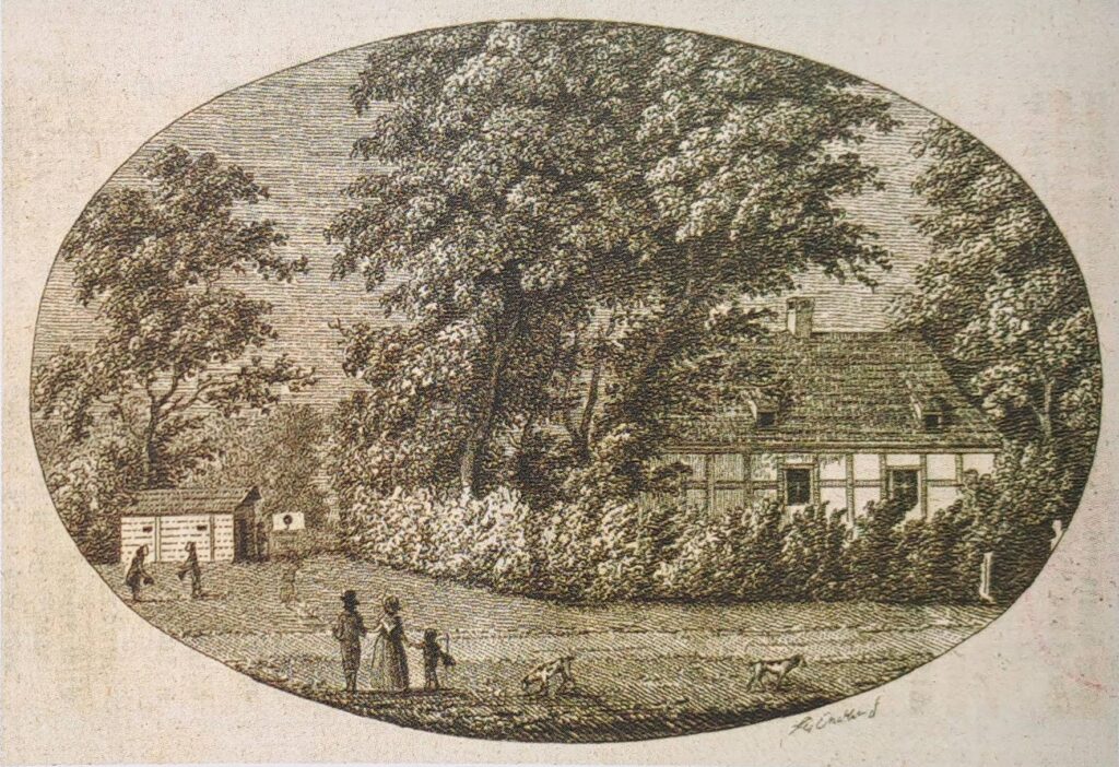 WROCŁAW-SĘPOLNO, widok szkieletowego dworu wg ryciny F.G. Endlera z 1800 r. (za: Górska 2014, s. 37)