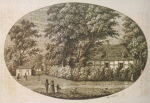 WROCŁAW-SĘPOLNO, widok szkieletowego dworu wg ryciny F.G. Endlera z 1800 r. (za: Górska 2014, s. 37)