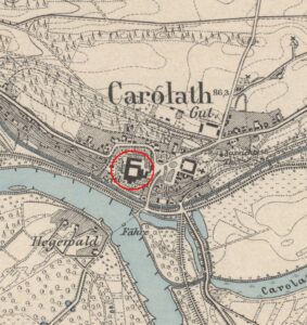 SIEDLISKO, fragment mapy Messtischblatt z lokalizacją dworu