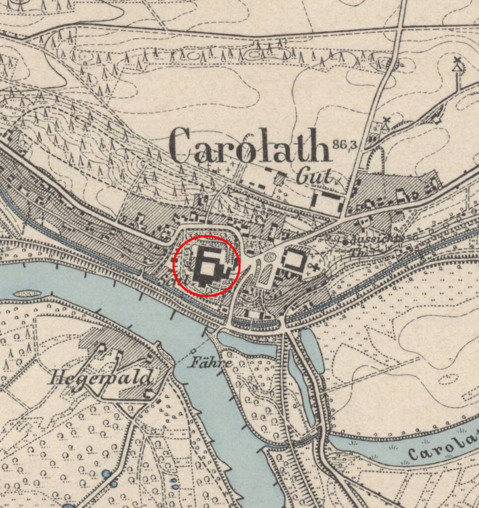 SIEDLISKO, fragment mapy Messtischblatt z lokalizacją dworu