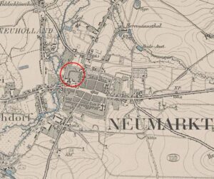 ŚRODA ŚLĄSKA, fragment mapy Messtischblatt z lokalizacją zamku