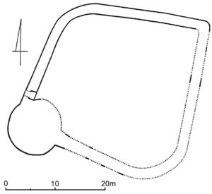ŚRODA ŚLĄSKA, plan obwodu warownego zamku (za: Kozaczewski 1965, s. 41)