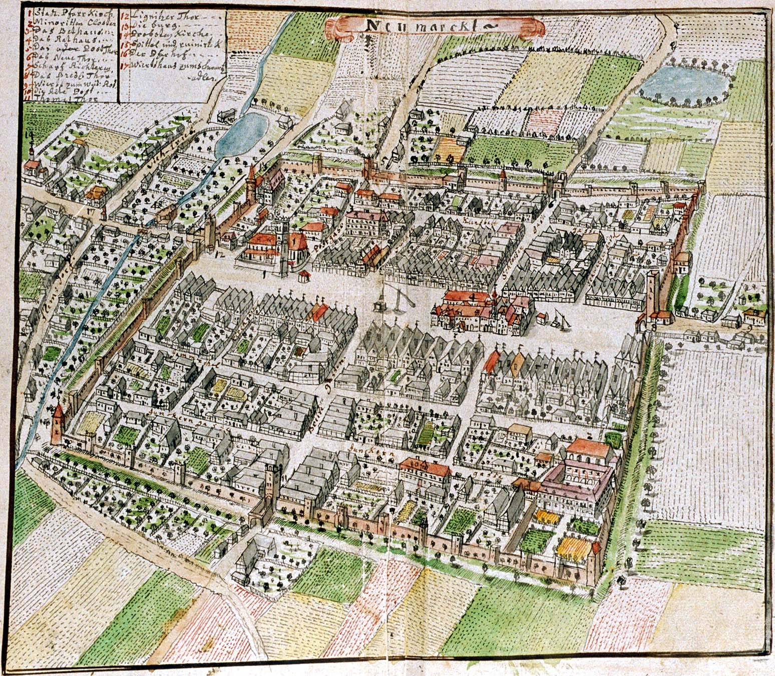 ŚRODA ŚLĄSKA, plan widokowy miasta F.B. Wernera z poł. XVIII w.