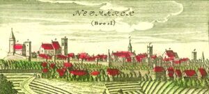 ŚRODA ŚLĄSKA, widok panoramiczny miasta F.B. Wernera z poł. XVIII w.