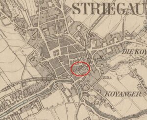 STRZEGOM, fragment mapy Meßtischblatt z lokalizacją obiektu