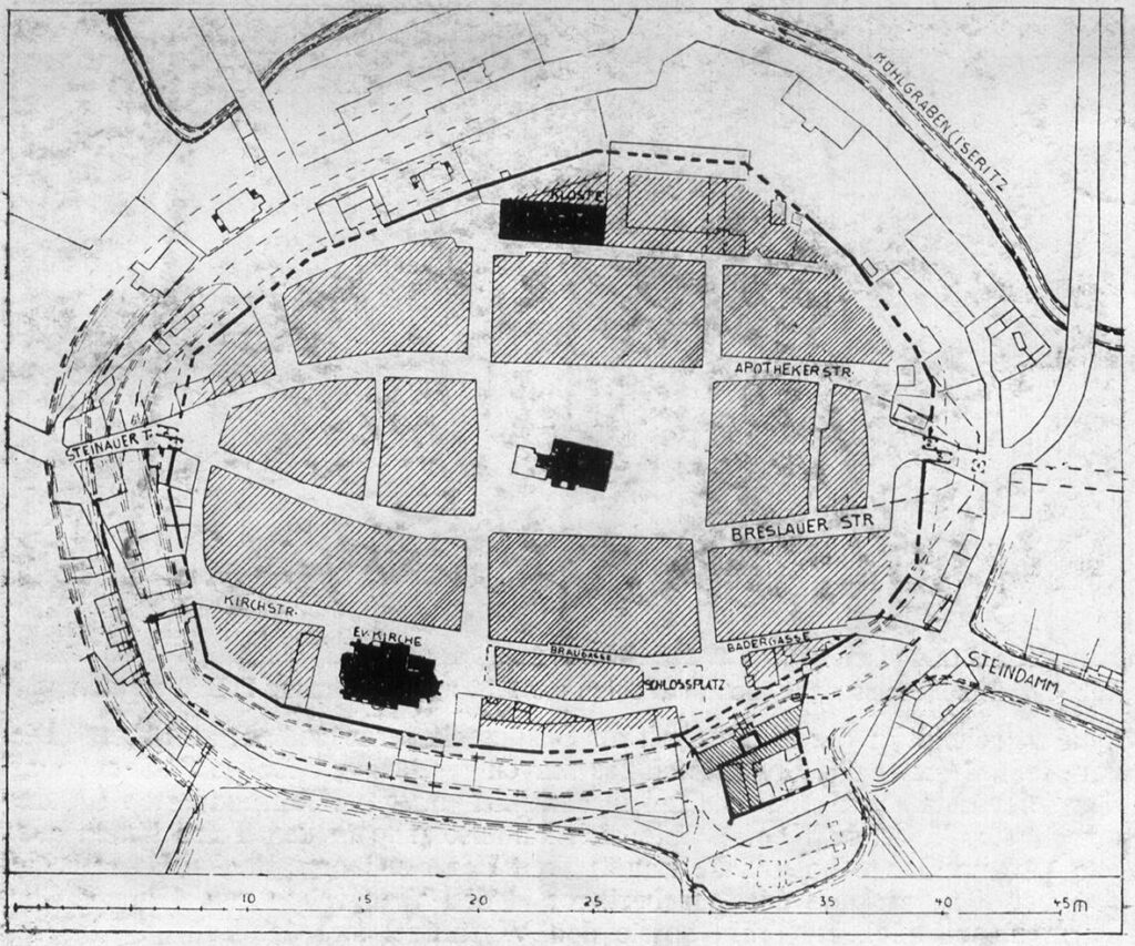 WOŁÓW, plan średniowiecznego miasta (za: Bimler 1943, s. 81)