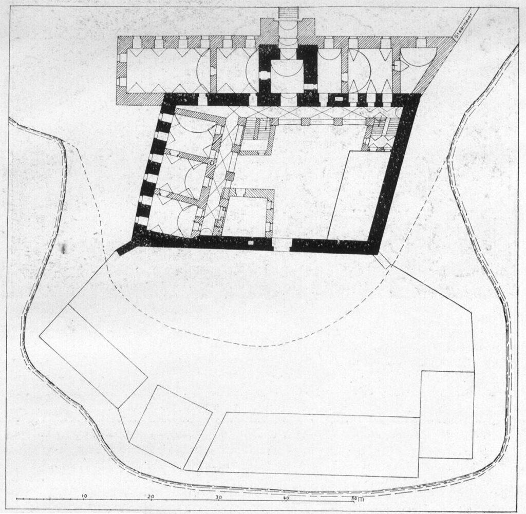 WOŁÓW, plan zamku na poziomie parteru (za: Bimler 1943, s. 83)