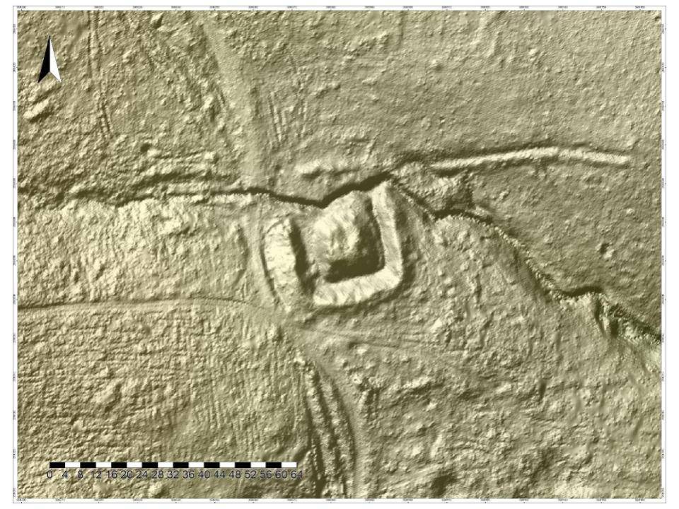 PRUDNIK, st. 11 (Dębowiec), model cieniowanego reliefu stanowiska (oprac. M. Legut-Pintal, Katalog Zamków i Dworów Obronnych Śląska [https://zamki.pwr.edu.pl/]. Licencja: CC BY-NC 4.0 [https://creativecommons.org/licenses/by-nc/4.0/])
