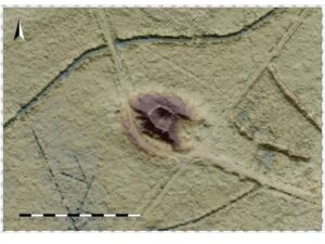 PRZECHÓD, st. 1, model cieniowanego reliefu (cieniowanie i SVF) stanowiska (oprac. M. Legut-Pintal, Katalog Zamków i Dworów Obronnych Śląska [https://zamki.pwr.edu.pl/]. Licencja: CC BY-NC 4.0 [https://creativecommons.org/licenses/by-nc/4.0/])