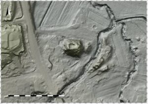 RUDZICZKA, st. 1, model cieniowanego reliefu stanowiska stanowiska (oprac. M. Legut-Pintal, Katalog Zamków i Dworów Obronnych Śląska [https://zamki.pwr.edu.pl/]. Licencja: CC BY-NC 4.0 [https://creativecommons.org/licenses/by-nc/4.0/])