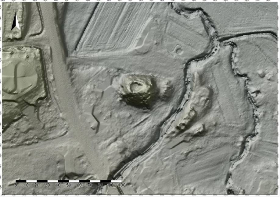 RUDZICZKA, st. 1, model cieniowanego reliefu stanowiska stanowiska (oprac. M. Legut-Pintal, Katalog Zamków i Dworów Obronnych Śląska [https://zamki.pwr.edu.pl/]. Licencja: CC BY-NC 4.0 [https://creativecommons.org/licenses/by-nc/4.0/])