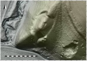 RUDZICZKA, st. 2, model cieniowanego reliefu stanowiska stanowiska (oprac. M. Legut-Pintal, Katalog Zamków i Dworów Obronnych Śląska [https://zamki.pwr.edu.pl/]. Licencja: CC BY-NC 4.0 [https://creativecommons.org/licenses/by-nc/4.0/])