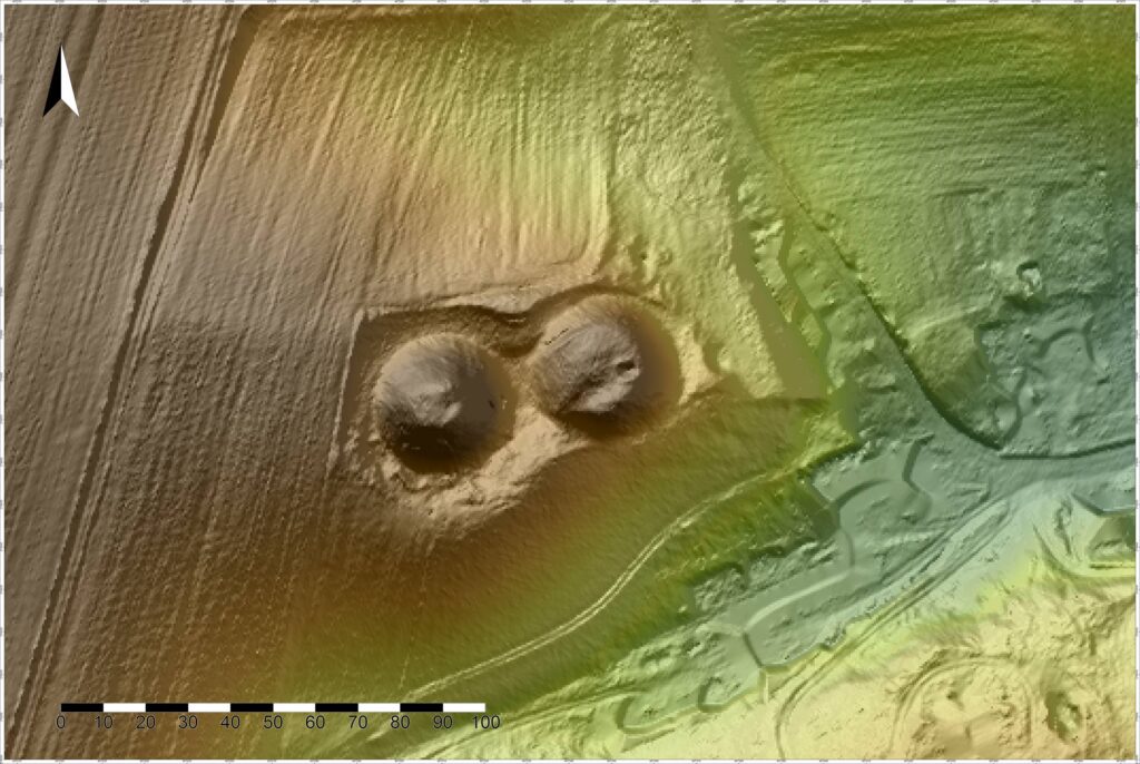 LASKOWICE, st. 1, model cieniowanego reliefu stanowiska(oprac. M. Legut-Pintal, Katalog Zamków i Dworów Obronnych Śląska [https://zamki.pwr.edu.pl/]. Licencja: CC BY-NC 4.0 [https://creativecommons.org/licenses/by-nc/4.0/])
