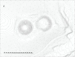 4. LASKOWICE, st. 1, plan warstwicowy stanowiska (oprac. M. Legut-Pintal, Katalog Zamków i Dworów Obronnych Śląska [https://zamki.pwr.edu.pl/]. Licencja: CC BY-NC 4.0 [https://creativecommons.org/licenses/by-nc/4.0/])