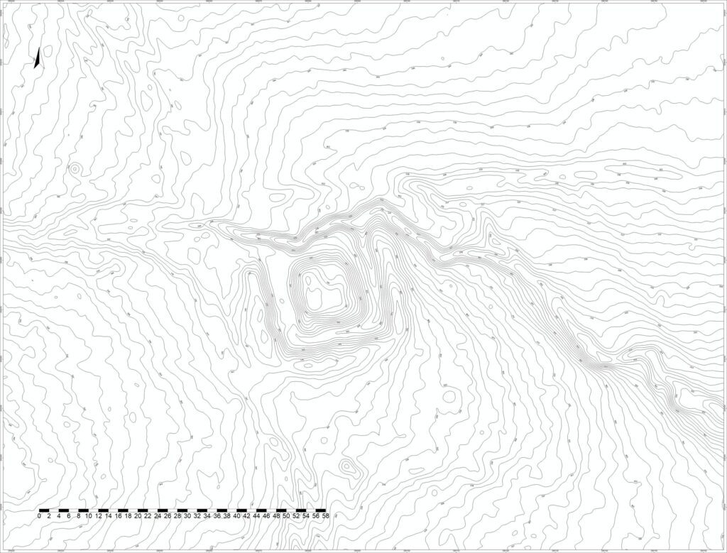 RUDNIK, st. 11 (Dębowiec), plan warstwicowy stanowiska (oprac. M. Legut-Pintal, Katalog Zamków i Dworów Obronnych Śląska [https://zamki.pwr.edu.pl/]. Licencja: CC BY-NC 4.0 [https://creativecommons.org/licenses/by-nc/4.0/])