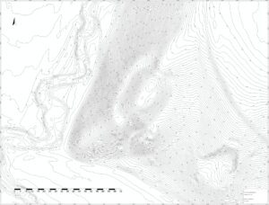 RUDZICZKA, st. 2, plan warstwicowy otoczenia stanowiska (oprac. M. Legut-Pintal, Katalog Zamków i Dworów Obronnych Śląska [https://zamki.pwr.edu.pl/]. Licencja: CC BY-NC 4.0 [https://creativecommons.org/licenses/by-nc/4.0/])