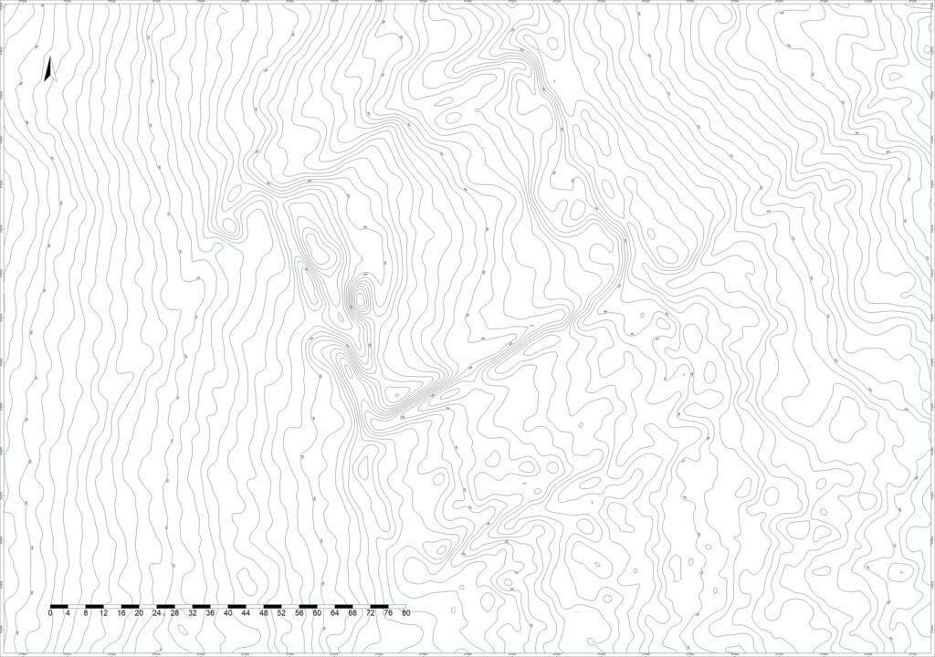 9. GNOJNA, st 2, Plan warstwicowy otoczenia stanowiska (oprac. M. Legut-Pintal, Katalog Zamków i Dworów Obronnych Śląska [https://zamki.pwr.edu.pl/]. Licencja: CC BY-NC 4.0 [https://creativecommons.org/licenses/by-nc/4.0/])