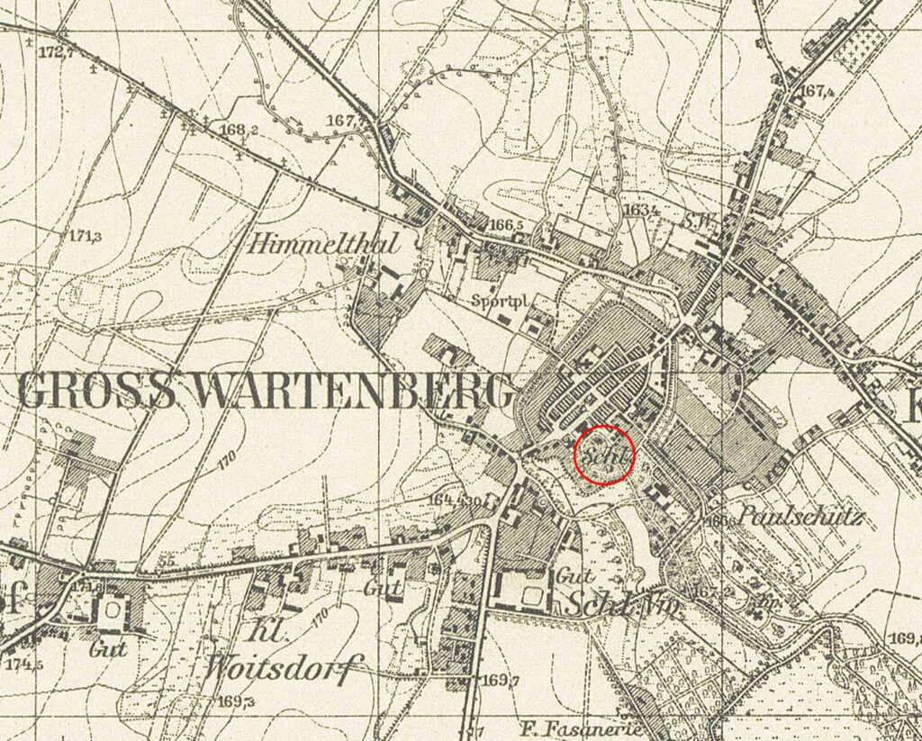 SYCÓW, fragment mapy Messtischblatt z lokalizacją obiektu