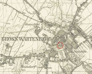 SYCÓW, fragment mapy Messtischblatt z lokalizacją obiektu