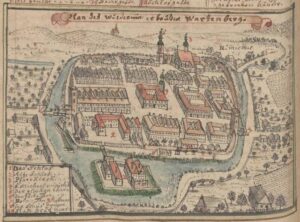 SYCÓW, widok miasta według ryciny F.B. Wernera z poł. XVIII w.