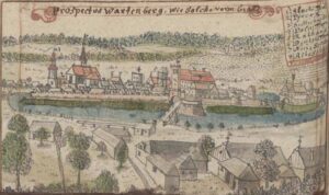 SYCÓW, widok miasta według ryciny F.B. Wernera z poł. XVIII w.