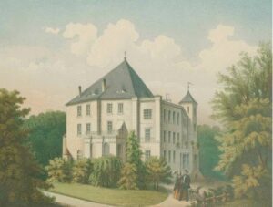 URAZ, widok zamku wg ryciny z pocz. 2poł. XIX w. (Duncker, I, il. 20)