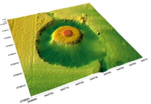 WAŁY, cieniowany model reliefu otoczenia stanowiska (oprac. M. Legut-Pintal, P. Rajski, Katalog Zamków i Dworów Obronnych Śląska [https://zamki.pwr.edu.pl/]. Licencja: CC BY-SA 4.0 [https://creativecommons.org/licenses/by-nc/4.0/])