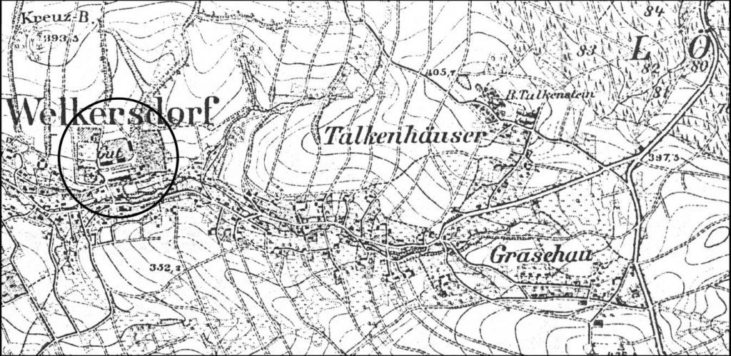 Podskale, lokalizacja zamku na planie Messtichblatt