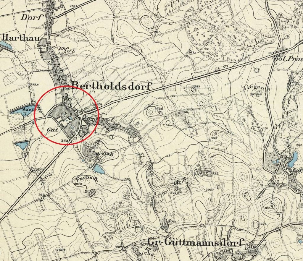 UCIECHÓW, dwór i folwark na mapie topograficznej typu Mestischblatt ark. 5266_Lauterbach_1936 (opr. P. Błoniewski)