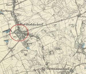 UCIECHÓW, dwór i folwark na mapie topograficznej typu Mestischblatt ark. 5266_Lauterbach_1936 (opr. P. Błoniewski)