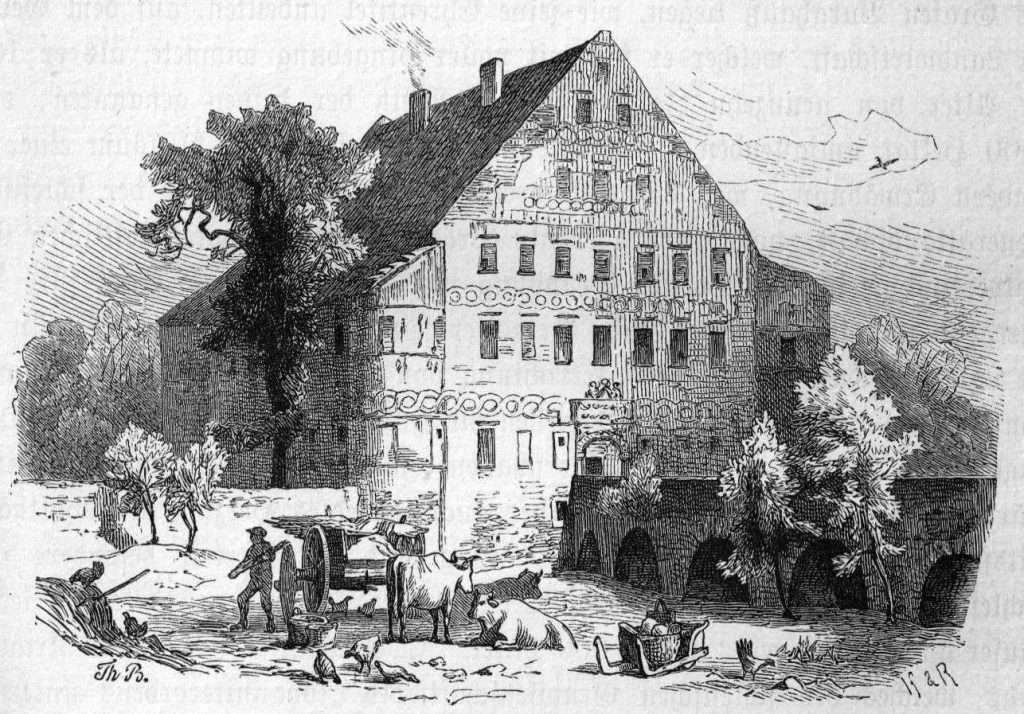 PIOTROWICE ŚWIDNICKIE, dwór na drzeworycie H. Klitzscha i W. Rochtlizera wg T. Blatterbauera, ok. 1885-1888 (Schroller II)