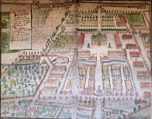 OLSZANY, pałac i założenie ogrodowo-parkowe na kolorowanym rysunku Wernera (Werner B–2, t. 3, s. 339, rys.315–316)