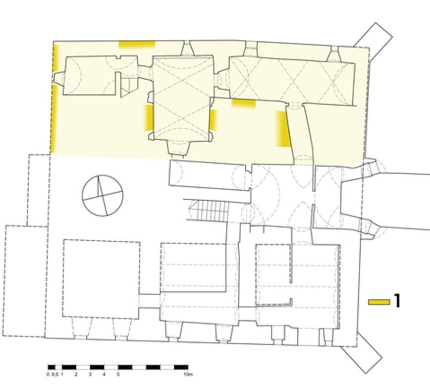 PIETRZYKÓW, plan dworu na poziomie piwnic (Błoniewski 2018)