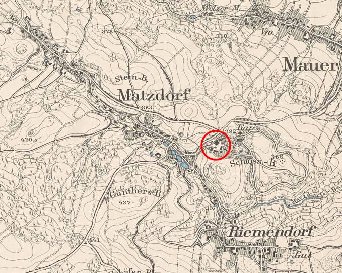 MACIEJOWIEC, dwór i folwark w Maciejowcu na mapie topograficznej typu Mestischblatt, ark. 5059 Alt-Kemnitz wyd. w 1886 r. (opr. A. Walkowska)