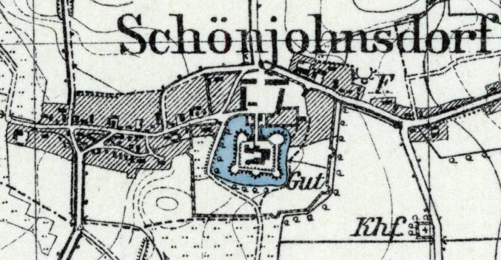 WITOSTOWICE, lokalizacja zamku i folwarku na wycinku mapy topograficznej (Messtischblatt) ark. 5368, Munsterberg z 1934 r.