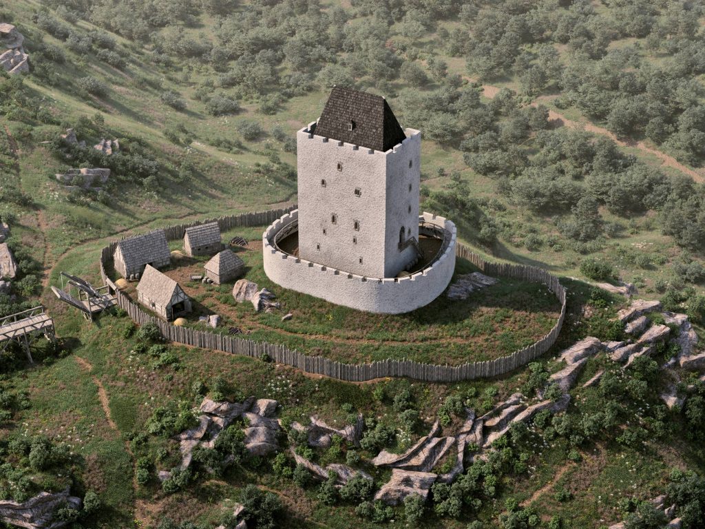 ŚWINY, Donżon w pocz. XV w. (wizualizacja Dawid Krzeszowiec)