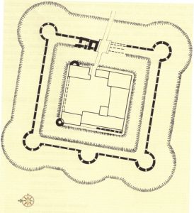 WITOSTOWICE, szkicowy plan sytuacyjny zamku (wg Bimler 1841, s. 117)