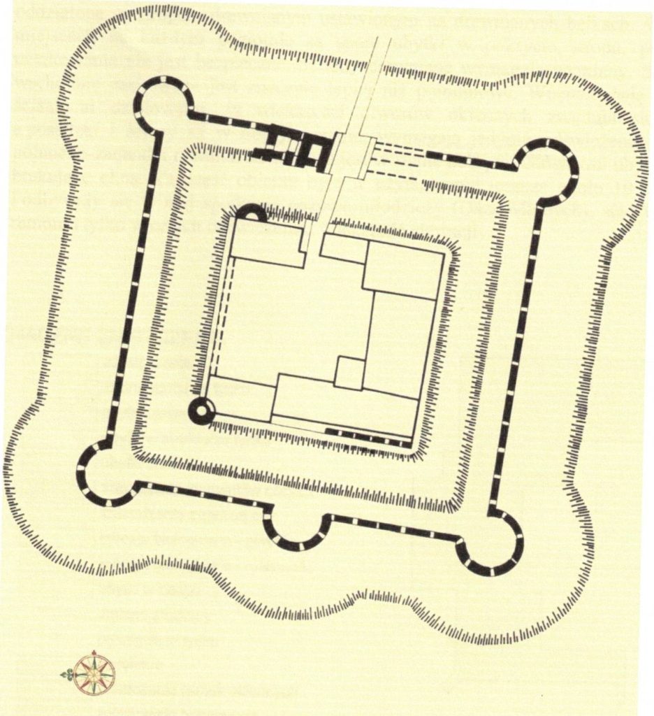 WITOSTOWICE, szkicowy plan sytuacyjny zamku (wg Bimler 1841, s. 117)