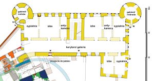 ŚWINY, Plan apartamentów na I piętrze pałacu (Chorowska, Błoniewski 2016)