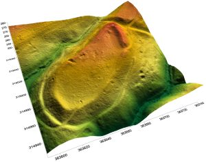 WITOSTOWICE, cieniowany model reliefu otoczenia stanowiska (oprac. M. Legut-Pintal, P. Rajski, Katalog Zamków i Dworów Obronnych Śląska [https://zamki.pwr.edu.pl/]. Licencja: CC BY-SA 4.0 [https://creativecommons.org/licenses/by-nc/4.0/]).